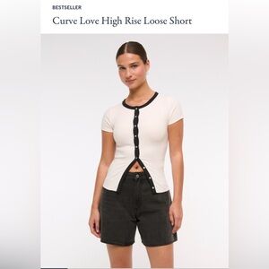 NWT Abercrombie & Fitch The Loose Short High Rise Black Jean Short - Curve Love